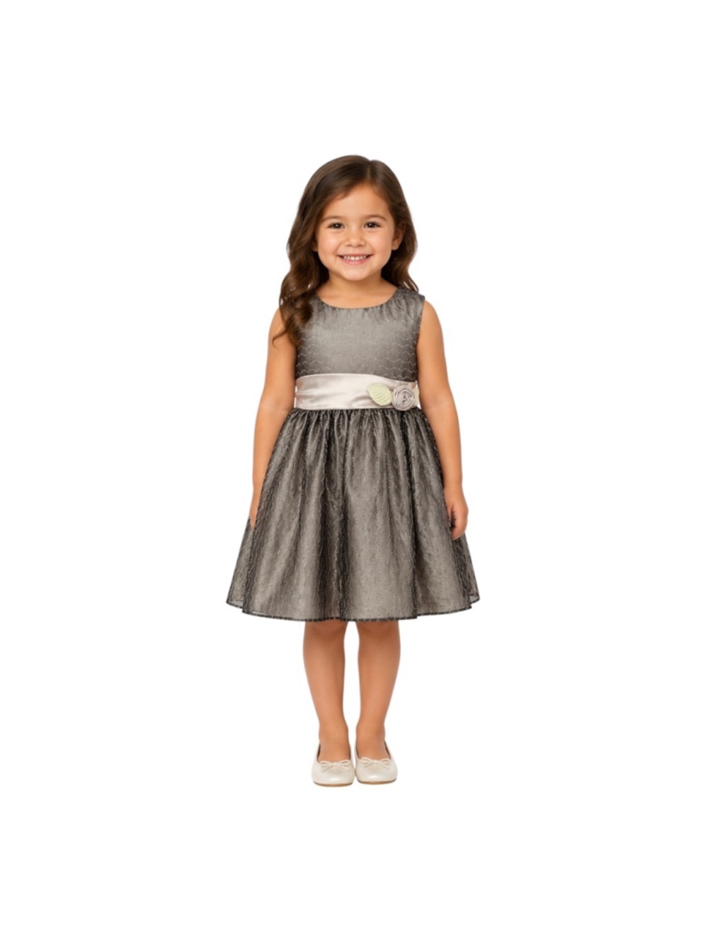 Princess Faith Girls 4T Gray Shimmer Satin Sash Party Dress